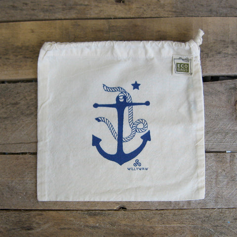 Small Organic Cotton Ditty Bag - Anchor