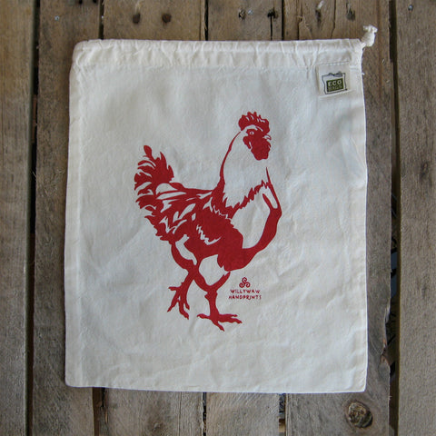Medium Organic Cotton Ditty Bag - Chicken