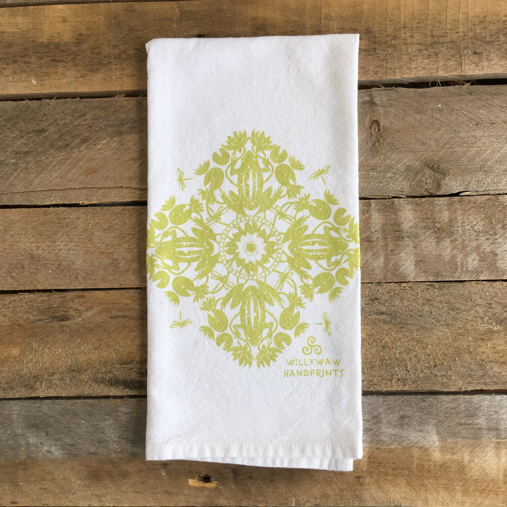 Frog Block Tea Towel