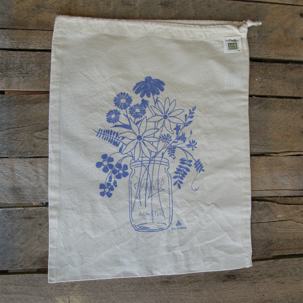 Large Organic Cotton Ditty Bag - Mason Jar