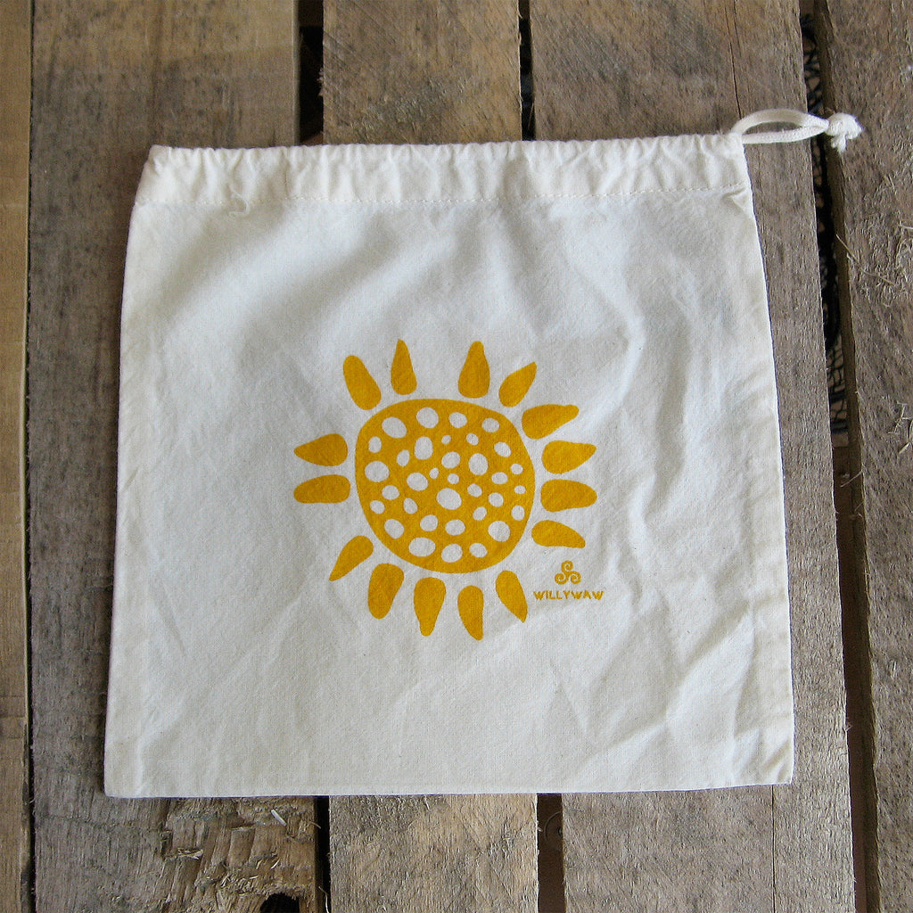 Small Organic Cotton Ditty Bag - Flower